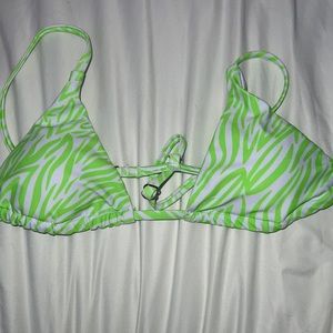SHEIN green zebra print bikini top